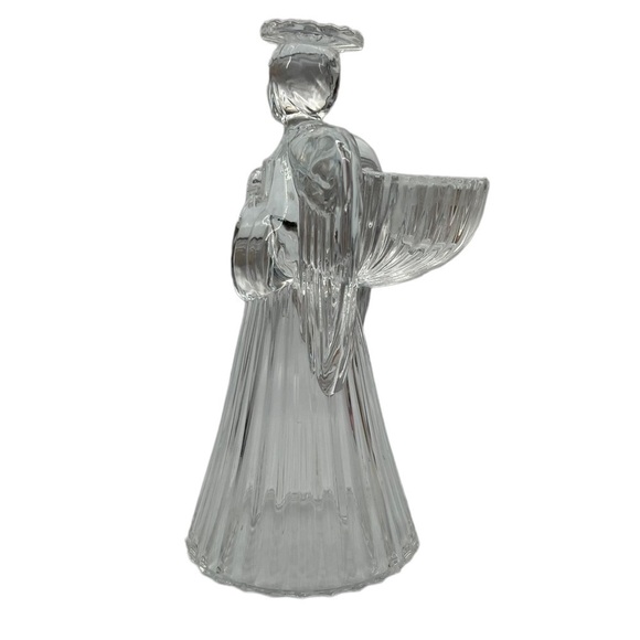Angel Clear Glass Winged Decorative Holiday Candleholder - Picture 2 of 6